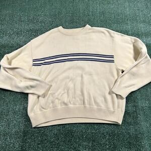 Men's yellow Norman Wells Sweater with Navy Stripes. XXL